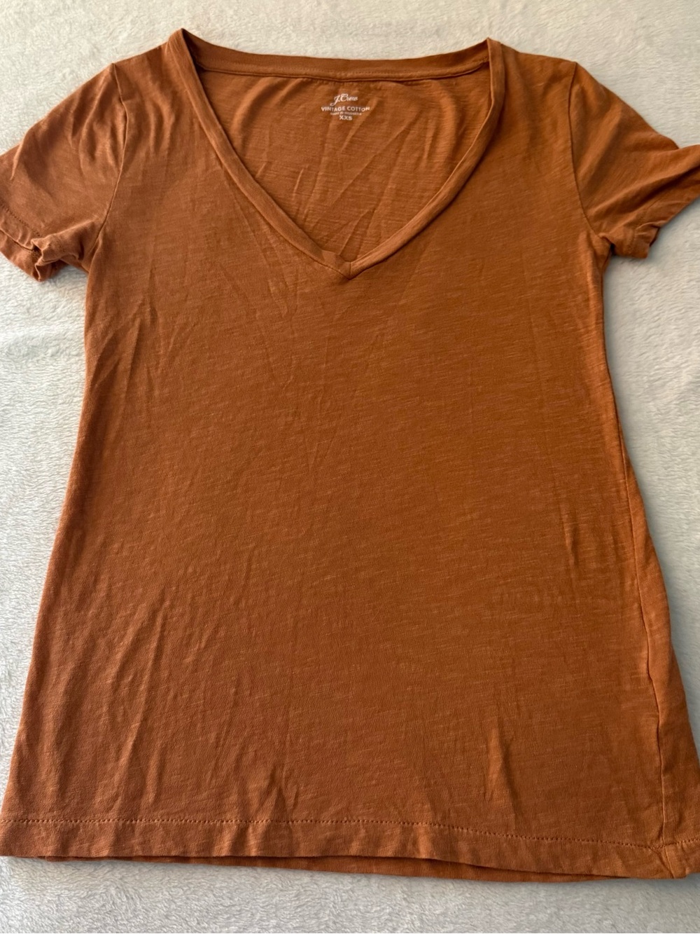 J. Crew Women's V-Neck Tee in Rust Brown